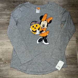 NWT Disney Minnie Mouse Halloween long sleeve Girls XL gray Top